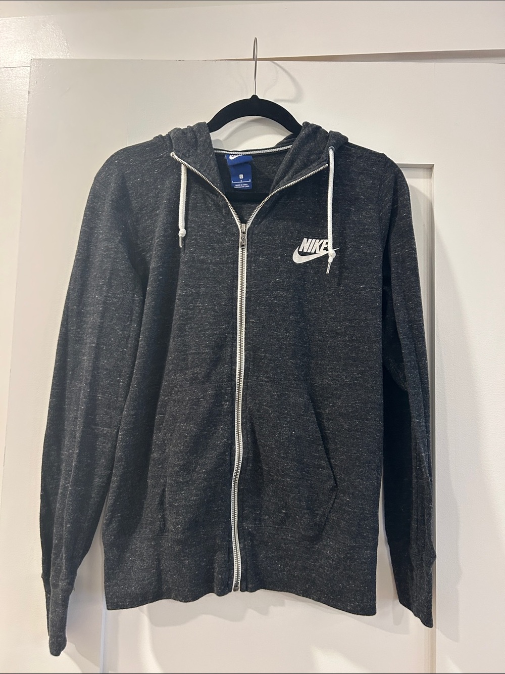 Nike Lightweight Dark Gray Full-Zip Hoodie Sweatshirt, Size Large